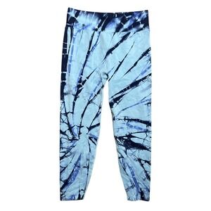 PINK ACTIVE Women's XL Blue Tie Dye Capri Leggings High Rise Yoga Gym Workout